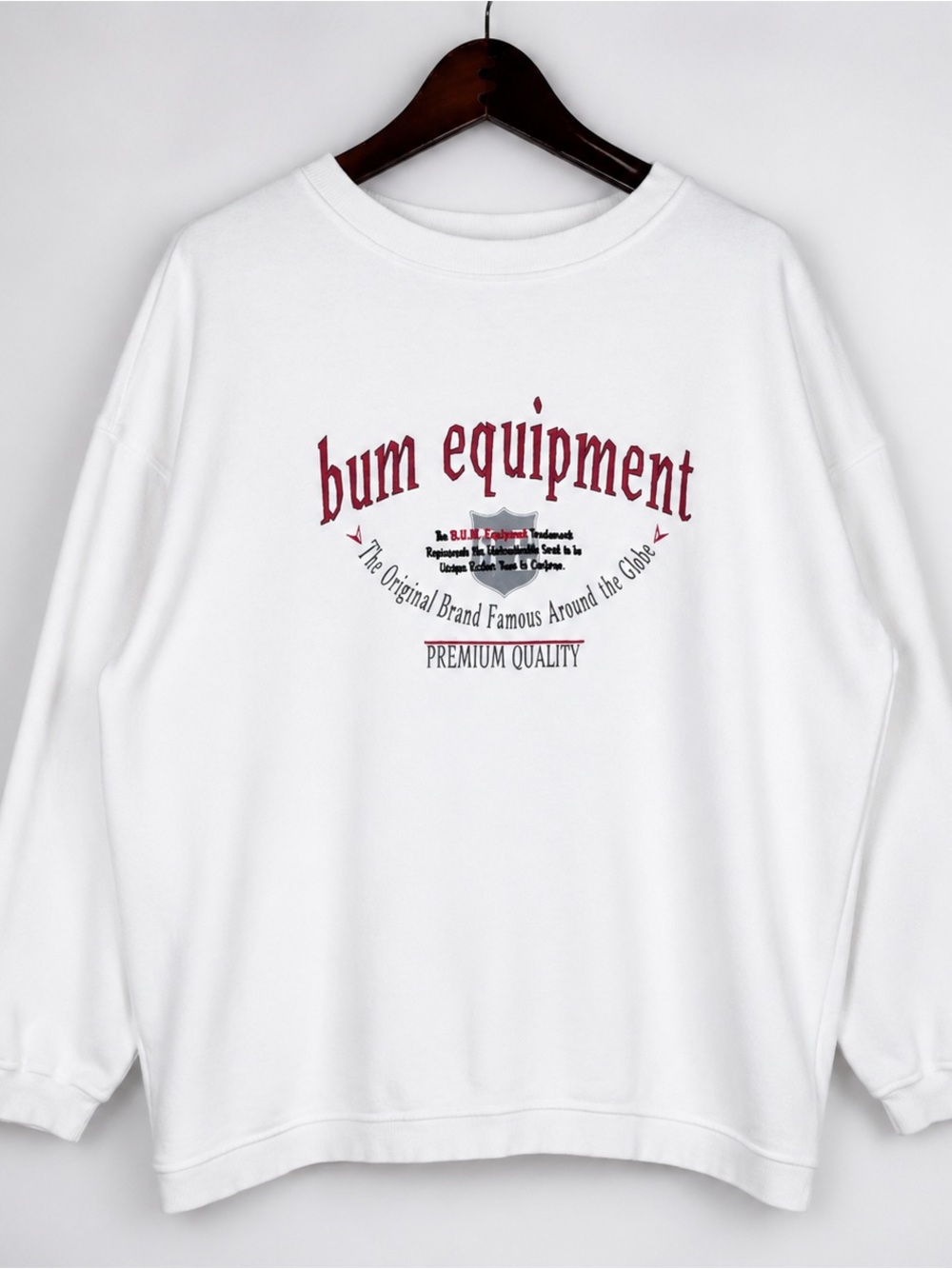 Vintage B.U.M. Equipment Embroidered Logo Sweatshirt White Oversized M